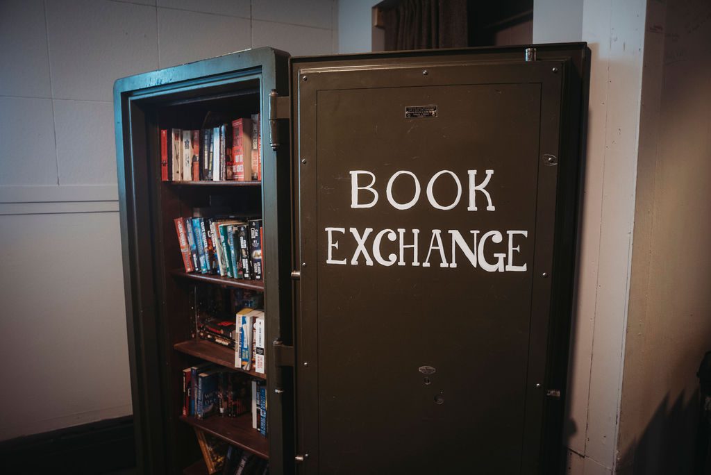 book exchange in communal space in safe